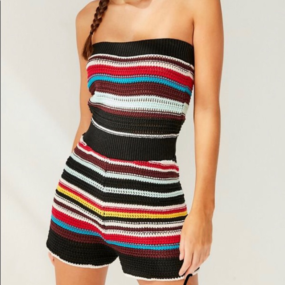 Urban Outfitters Striped Crochet Romper
